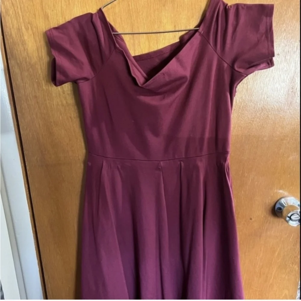 Cocktail Dress off the shoulder | Burgundy | SIZE XL - Picture 4 of 7